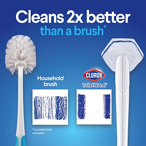Clorox ToiletWand Disposable Toilet Cleaning System - ToiletWand, Storage Caddy and 6 Disinfecting ToiletWand Refill Heads (Packaging May Vary) (03191)