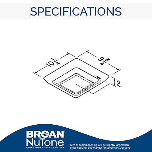 Broan-NuTone FG600S LED Lighted Grille Upgrade for Bathroom Ventilation Fans, Easy Installation for DIY, White, Square