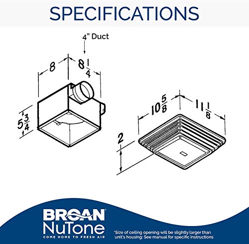 BROAN NuTone 678 Ventilation Fan and Light Combo for Bathroom and Home, 100 Watts, 50 CFM