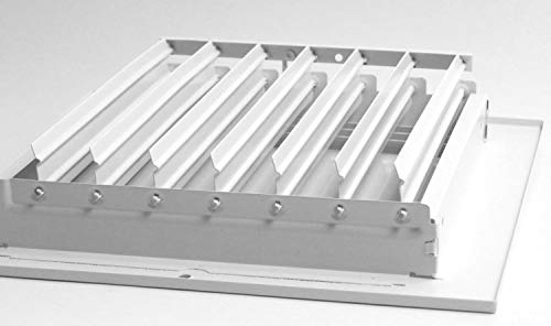 HVAC Premium 10" w X 8" h 2-Way-Flat Stamped Steel - Vent Cover - Grille Register - Sidewall or Ceiling - High Airflow - White [Outer Dimensions: 11.75" w X 9.75" h]