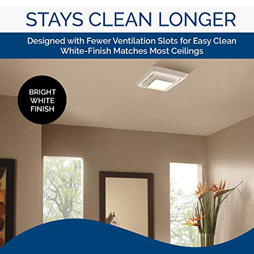 Broan-NuTone FG600S LED Lighted Grille Upgrade for Bathroom Ventilation Fans, Easy Installation for DIY, White, Square