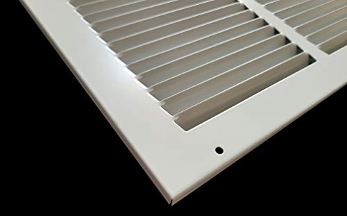 14"W x 14"H [Duct Opening Measurements] Steel Return Air Grille | Vent Cover Grill for Sidewall and Ceiling, White | Outer Dimensions: 15.75"W X 15.75"H for 14x14 Duct Opening