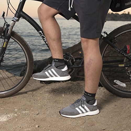 TechWare Pro Ankle Brace Compression Sleeve - Relieves Achilles Tendonitis, Joint Pain. Plantar Fasciitis Foot Sock with Arch Support Reduces Swelling & Heel Spur Pain. (Black, L / XL)