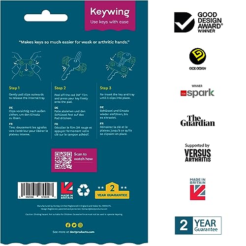 Keywing Key Turner Aid v2 Triple Pack. Makes Keys so Much Easier. Perfect for Rheumatoid Arthritis, MS or Parkinsons Gift, Elderly with weak Hands, Key Finder and Holder.