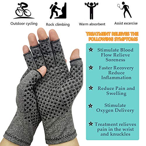 2 Pairs Arthritis Compression Gloves, Relieve Arthritis, Rheumatoid, Osteoarthritis, Carpal Tunnel Pain, Compression Gloves for Arthritis for Women & Men, Anti-Slip Glue dot Gloves for Work