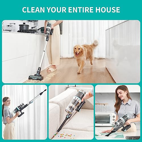 Belife Cordless Vacuum Cleaner, Stick Vacuum with 25Kpa Powerful Suction, 380W Brushless Motor, Up to 50mins Runtime, LED Display, 6 in 1 Lightweight Handheld Vacuum for Hard Floor Carpet Car Pet Hair