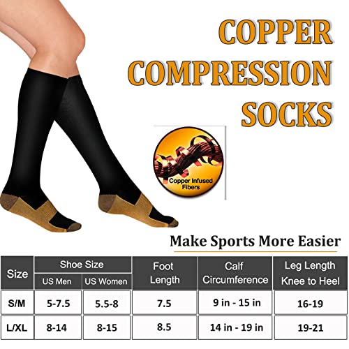 3 Pack Copper Compression Socks - Compression Socks Women & Men Circulation - Best for Medical,Running,Athletic