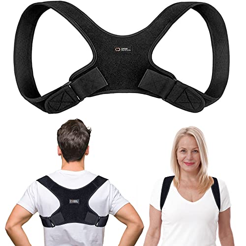 Copper Compression Posture Corrector for Men and Women - Copper Infused Upper Back Spine, Neck, Shoulder & Clavicle Support Brace - Adjustable & Breathable for Bad Posture, Slumping, Pain Relief