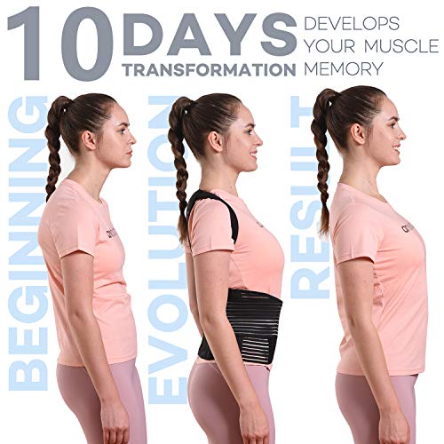 Omples Posture Corrector for Women and Men Back Brace Straightener Shoulder Upright Support Trainer for Body Correction and Neck Pain Relief, Medium (Waist 34-38 inch), Patent Pending