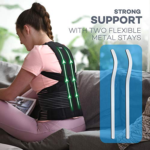 Omples Posture Corrector for Women and Men Back Brace Straightener Shoulder Upright Support Trainer for Body Correction and Neck Pain Relief, Medium (Waist 34-38 inch), Patent Pending