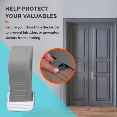 Wundermax Door Stoppers - Rubber Security Wedge for Bottom of Door on Carpet, Concrete, Tile, Linoleum & Wood - Heavy Duty Door Stop - Home Improvement - 3 Pack - Gray