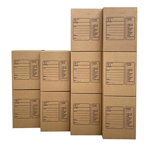 uBoxes Corrugated Moving Boxes with Handles, 10 Premium Large, 18" x 18" x 24"