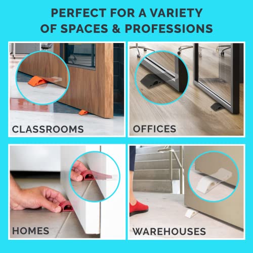 Wundermax Door Stoppers - Rubber Security Wedge for Bottom of Door on Carpet, Concrete, Tile, Linoleum & Wood - Heavy Duty Door Stop - Home Improvement - 3 Pack - Gray