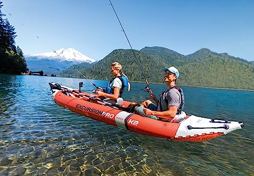 Intex Excursion Pro Kayak, Professional Series Inflatable Fishing Kayak, K2: 2-Person, Red