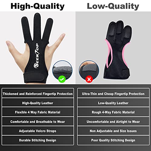 Archery Gloves Shooting Hunting Leather Three Finger Protector for Youth Adult Beginner -S