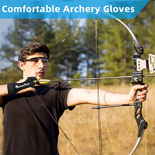Archery Gloves Shooting Hunting Leather Three Finger Protector for Youth Adult Beginner -S