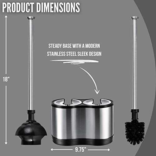 ToiletTree Products Modern Deluxe Freestanding Toilet Brush and Plunger Combo (Stainless Steel, Brush and Plunger Combo Set 4.5â x 9.75â x 18.5")