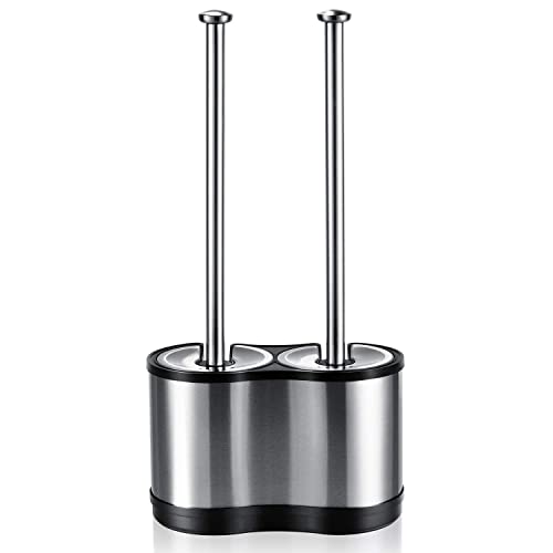 ToiletTree Products Modern Deluxe Freestanding Toilet Brush and Plunger Combo (Stainless Steel, Brush and Plunger Combo Set 4.5â x 9.75â x 18.5")