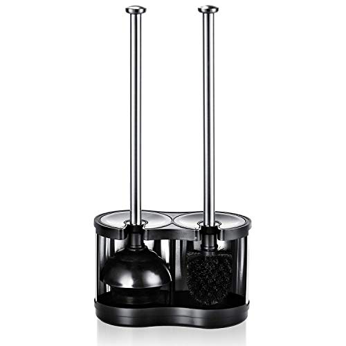 ToiletTree Products Modern Deluxe Freestanding Toilet Brush and Plunger Combo (Stainless Steel, Brush and Plunger Combo Set 4.5â x 9.75â x 18.5")