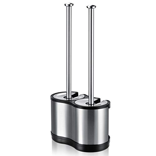 ToiletTree Products Modern Deluxe Freestanding Toilet Brush and Plunger Combo (Stainless Steel, Brush and Plunger Combo Set 4.5â x 9.75â x 18.5")