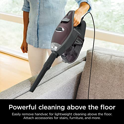 Shark HV322 Rocket Pet Plus Corded Stick Vacuum with LED Headlights, XL Dust Cup, Lightweight, Perfect for Pet Hair Pickup, Converts to a Hand Vacuum, with (2) Pet Attachments, Bordeaux/Silver