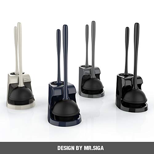 MR.SIGA Toilet Plunger and Bowl Brush Combo for Bathroom Cleaning, Gray, 2 Sets
