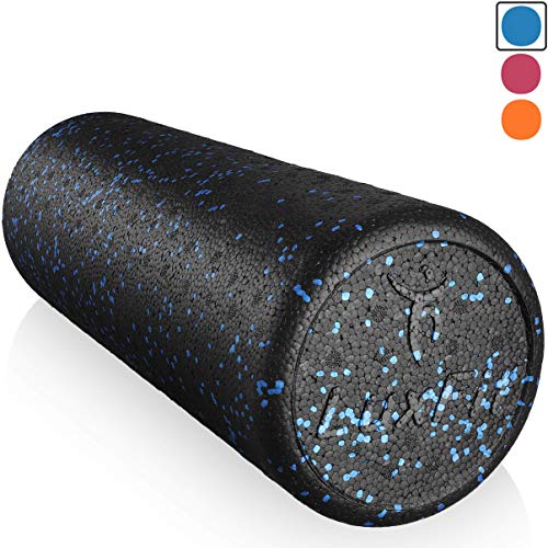 Foam Roller, LuxFit Speckled Foam Rollers for Muscles '3 Year Warranty' Extra Firm High Density For Physical Therapy, Exercise, Deep Tissue Muscle Massage MyoFacial Release Body Roller (Blue, 18 Inch)