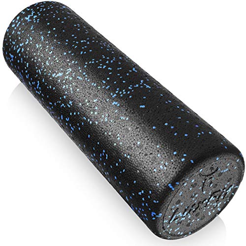 Foam Roller, LuxFit Speckled Foam Rollers for Muscles '3 Year Warranty' Extra Firm High Density For Physical Therapy, Exercise, Deep Tissue Muscle Massage MyoFacial Release Body Roller (Blue, 18 Inch)