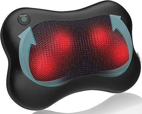 Zyllion Shiatsu Back and Neck Massager - 3D Kneading Deep Tissue Massage Pillow with Heat for Muscle Pain Relief, Chairs and Cars - Black (ZMA-13-BK)