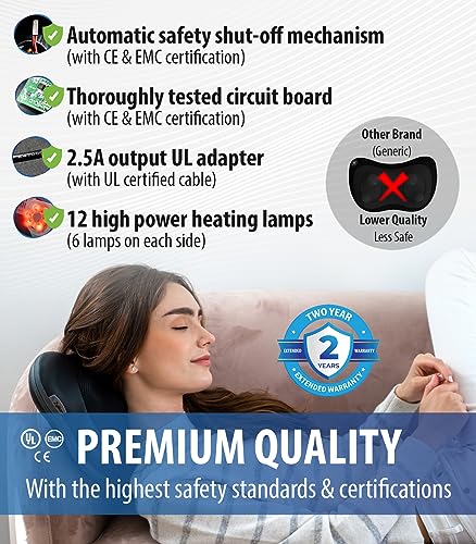 Zyllion Shiatsu Back and Neck Massager - 3D Kneading Deep Tissue Massage Pillow with Heat for Muscle Pain Relief, Chairs and Cars - Black (ZMA-13-BK)