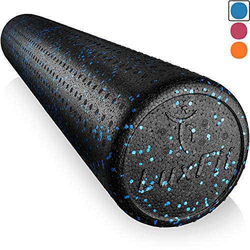 Foam Roller, LuxFit Speckled Foam Rollers for Muscles '3 Year Warranty' Extra Firm High Density For Physical Therapy, Exercise, Deep Tissue Muscle Massage MyoFacial Release Body Roller (Blue, 18 Inch)