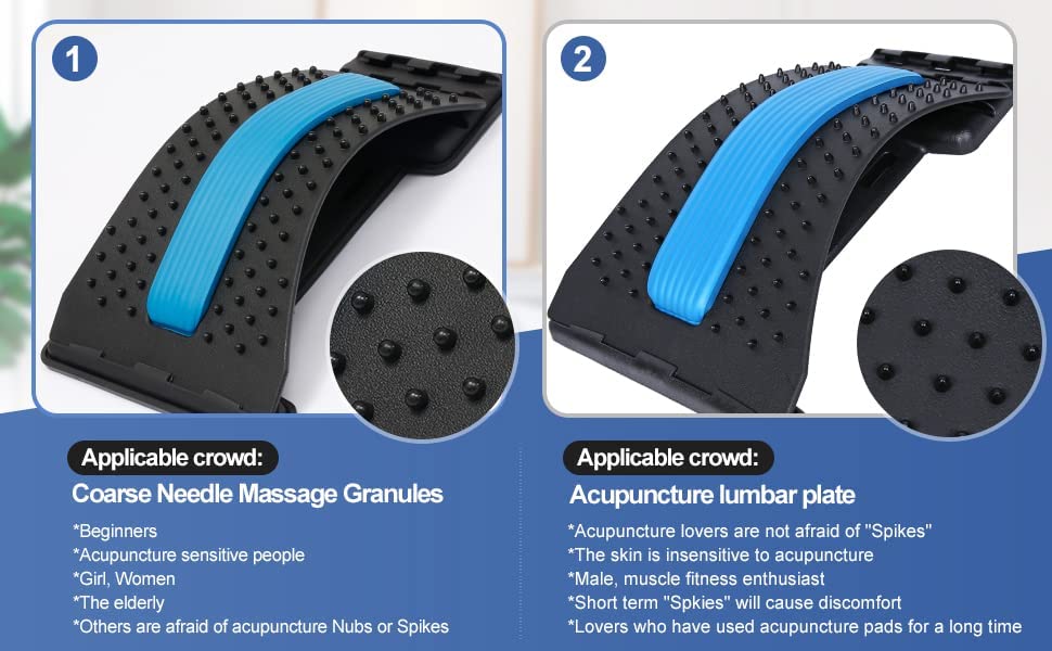 Back Stretching Device,Back Massager for Bed & Chair & Car,Multi-Level Lumbar Support Stretcher Spinal, Lower and Upper Muscle Pain Relief(Black/Blue)