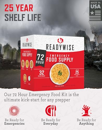 ReadyWise Emergency Freeze-Dried Food Supply, Ready Grab-and-Go Bags, Survival Food, Disaster Preparedness, Camping Meals, Variety Pack of Meals for 72 Hours, 34 Servings