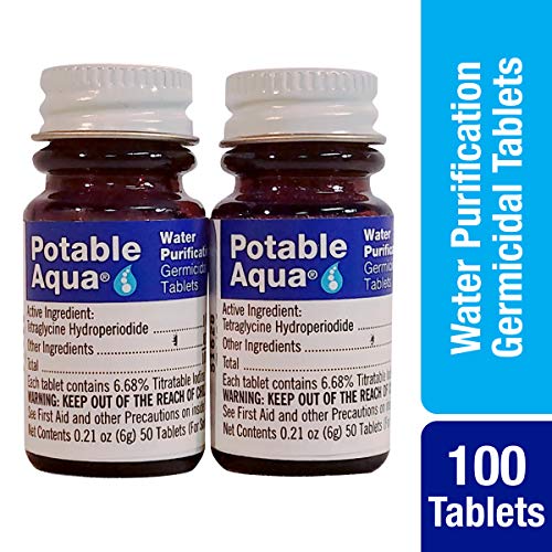 Potable Aqua Water Purification, Water Treatment Tablets - 50 count Twin Pack