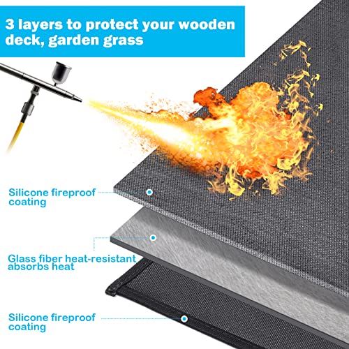 Large Under Grill Mat 60 Ã42 Inch for Outdoor Charcoal, Flat Top, Smokers, Gas Grills, Deck and Patio Protective Mats, Fireproof Grill Pads, Indoor Fireplace Mat Prevents Ember Damage Wood Floor