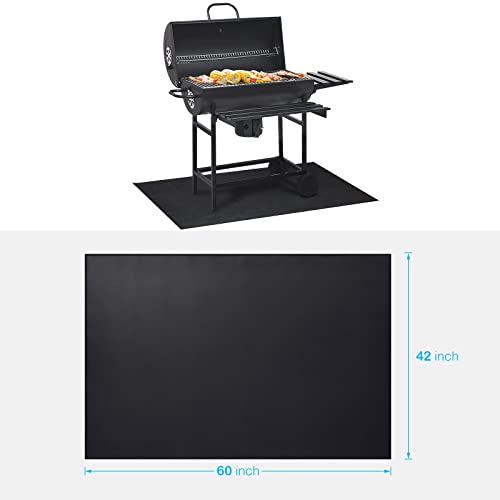 Large Under Grill Mat 60 Ã42 Inch for Outdoor Charcoal, Flat Top, Smokers, Gas Grills, Deck and Patio Protective Mats, Fireproof Grill Pads, Indoor Fireplace Mat Prevents Ember Damage Wood Floor