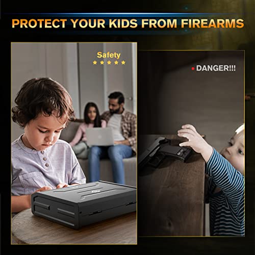 ONNAIS Gun Safe - Biometric Gun Safe for Pistols, Quick-Access Pistol Safe Firearm Safety Device with Fingerprint Lock or Key Pad, Smart Handgun Safe Gun Lock Box for Home Bedside Nightstand Car