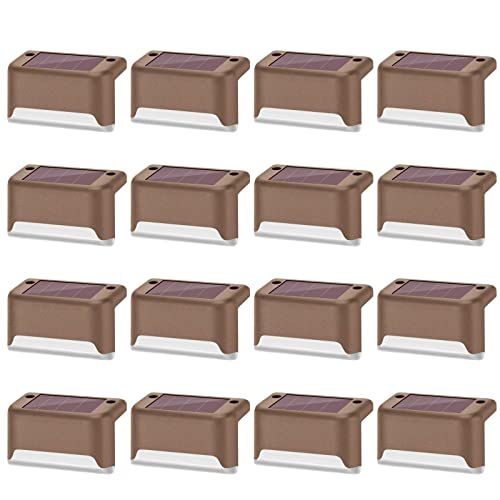 DenicMic Solar Deck Lights 16 Pack Fence Post Solar Lights for Patio Pool Stairs Step and Pathway, Weatherproof LED Deck Lights Solar Powered Outdoor Lights (Warm White)