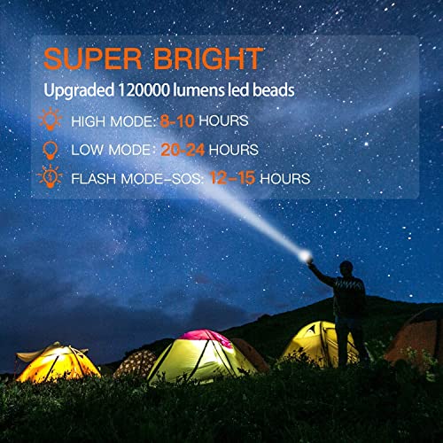 BUYSIGHT Rechargeable Spotlight,Spot Lights Hand held Large Flashlight 10000 lumens Handheld Spotlight Lightweight and Super Bright Flashlight (Aluminium_Alloy Black)