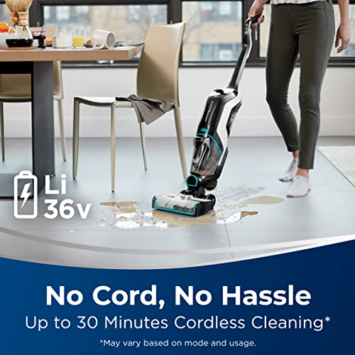 BISSELL, 2554A CrossWave Cordless Max All in One Wet-Dry Vacuum Cleaner and Mop for Hard Floors and Area Rugs, Black/Pearl White with Electric Blue Accents