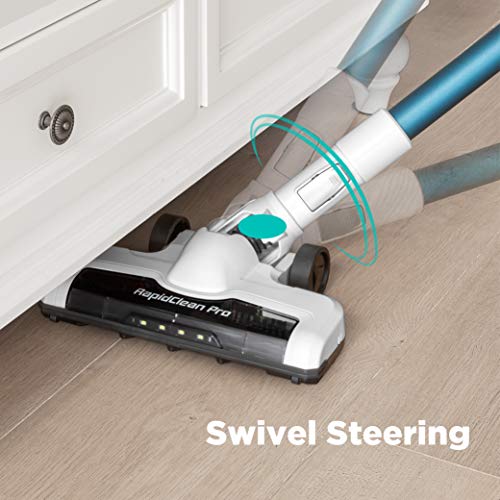 Eureka RapidClean Pro Lightweight Cordless Vacuum Cleaner, High Efficiency Powerful Digital Motor LED Headlights, Convenient Stick and Handheld Vac, Essential, White