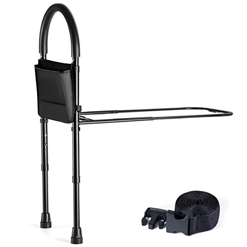 Bed Assist Rail with Adjustable Heights - Bed Assist bar with Storage Pocket - Bed Rails for Seniors with Hand Assistant bar - Easy to get in or Out of Bed Safely with Floor Support - by Medical king