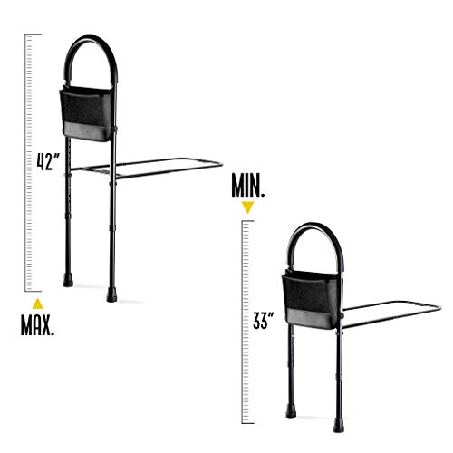 Bed Assist Rail with Adjustable Heights - Bed Assist bar with Storage Pocket - Bed Rails for Seniors with Hand Assistant bar - Easy to get in or Out of Bed Safely with Floor Support - by Medical king