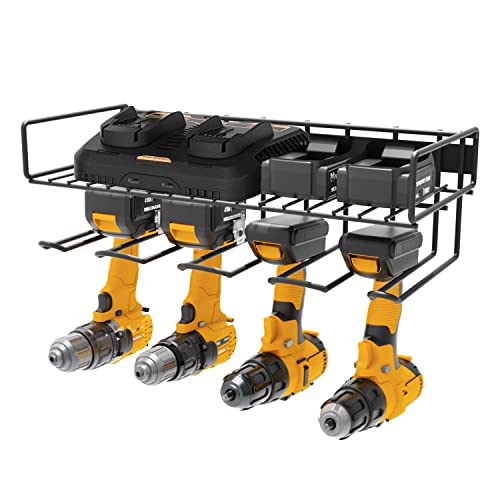 UNITEDPOWER Wall Mounted Power Tool Organizer Holder, Heavy Duty Utility Storage Rack for Battery Powered Hand Tools, Cordless Drill Rack and Tool Shelf w/ Compact Design, Perfect for Father's Day