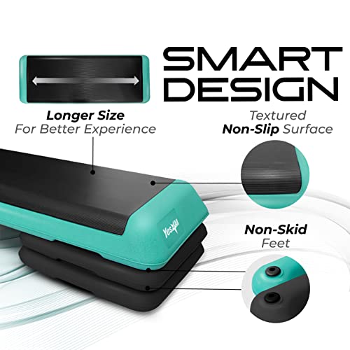 Yes4All LC77 Adjustable Aerobic Step Platform with 4 Risers Exercise Step Platform/Aerobic Stepper, X-Large, Black/Green