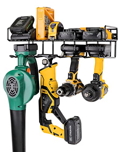 UNITEDPOWER Wall Mounted Power Tool Organizer Holder, Heavy Duty Utility Storage Rack for Battery Powered Hand Tools, Cordless Drill Rack and Tool Shelf w/ Compact Design, Perfect for Father's Day