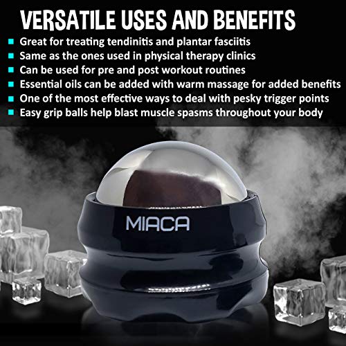 Cryosphere Cold Massage Ball Roller Set by Miaca - 2 Sizes - Ice Roller for Sore Muscles - Metal Ball for Back Pain Relief - Foot Muscle Roller - Plantar Fasciitis - Small Face Roller for Puffy Eyes