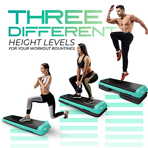 Yes4All LC77 Adjustable Aerobic Step Platform with 4 Risers Exercise Step Platform/Aerobic Stepper, X-Large, Black/Green