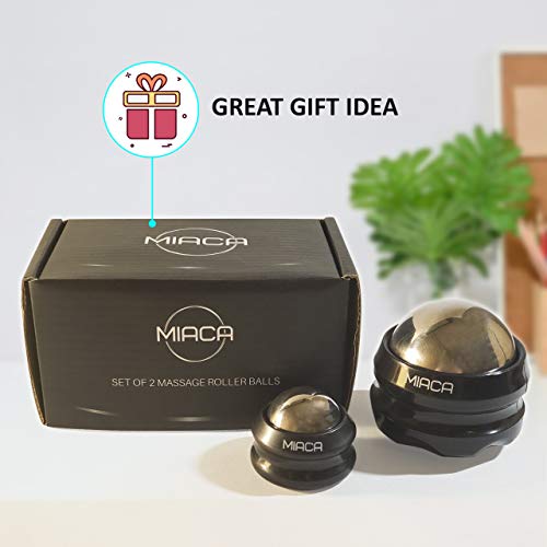 Cryosphere Cold Massage Ball Roller Set by Miaca - 2 Sizes - Ice Roller for Sore Muscles - Metal Ball for Back Pain Relief - Foot Muscle Roller - Plantar Fasciitis - Small Face Roller for Puffy Eyes