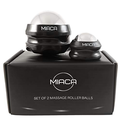 Cryosphere Cold Massage Ball Roller Set by Miaca - 2 Sizes - Ice Roller for Sore Muscles - Metal Ball for Back Pain Relief - Foot Muscle Roller - Plantar Fasciitis - Small Face Roller for Puffy Eyes